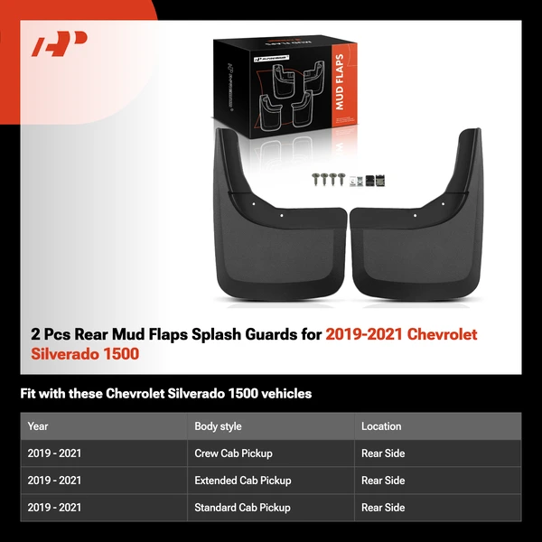 2 Pcs Rear Mud Flaps Splash Guards for 2019-2021 Chevrolet Silverado 1500