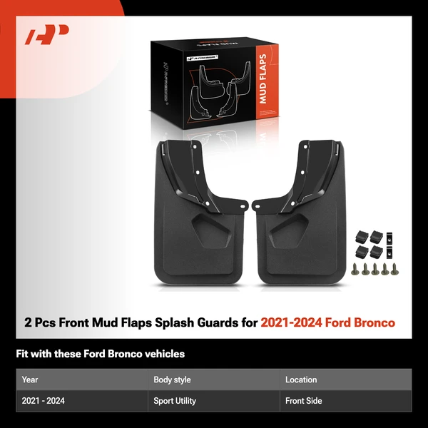 2 Pcs Front Mud Flaps Splash Guards for 2021-2024 Ford Bronco