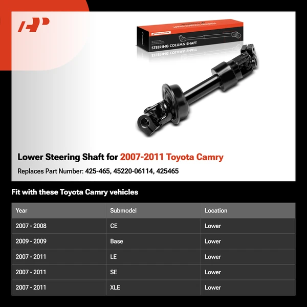 Lower Steering Shaft for 2007-2011 Toyota Camry