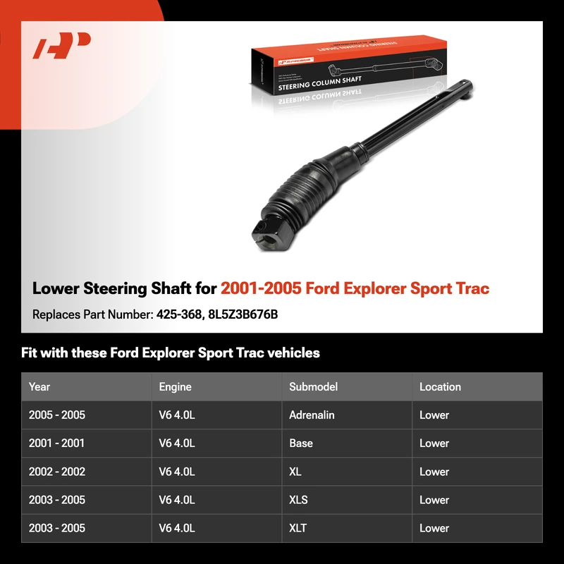 Lower Steering Shaft for 2001-2005 Ford Explorer Sport Trac