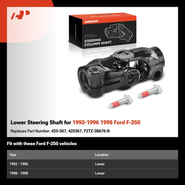 Lower Steering Shaft for 1992-1996 1998 Ford F-250