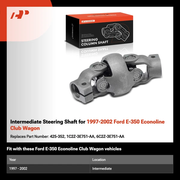 Intermediate Steering Shaft for 1997-2002 Ford E-350 Econoline Club Wagon