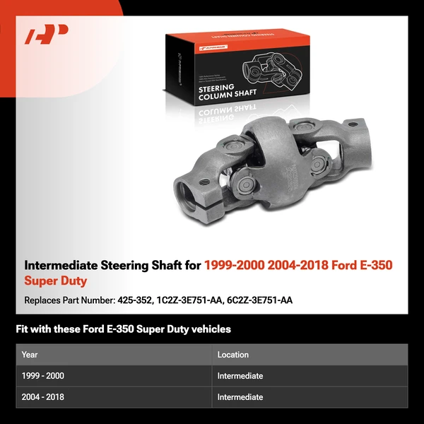 Intermediate Steering Shaft for 1999-2000 2004-2018 Ford E-350 Super Duty