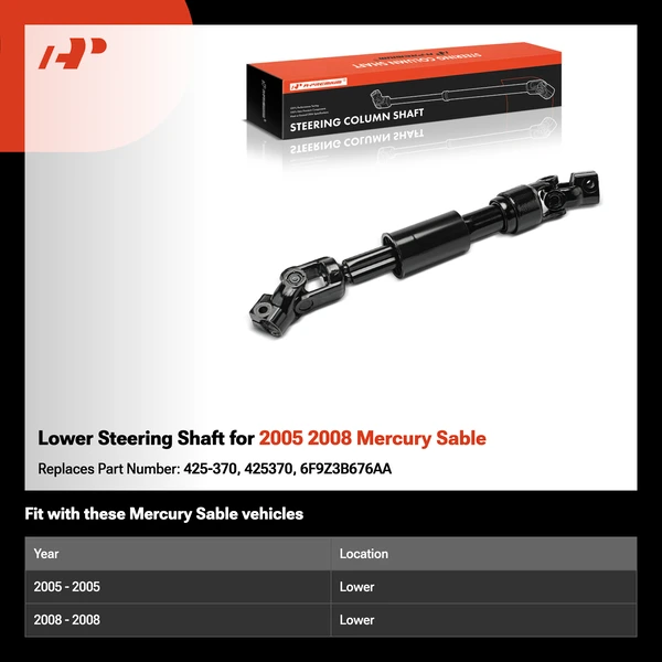 Lower Steering Shaft for 2005 2008 Mercury Sable