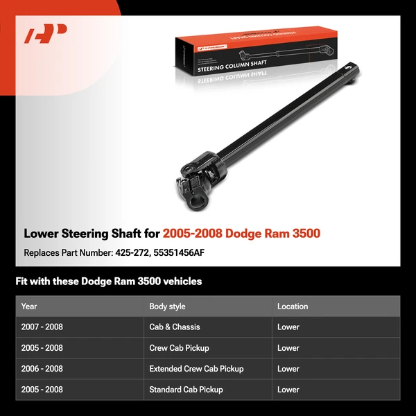 Lower Steering Shaft for 2005-2008 Dodge Ram 3500