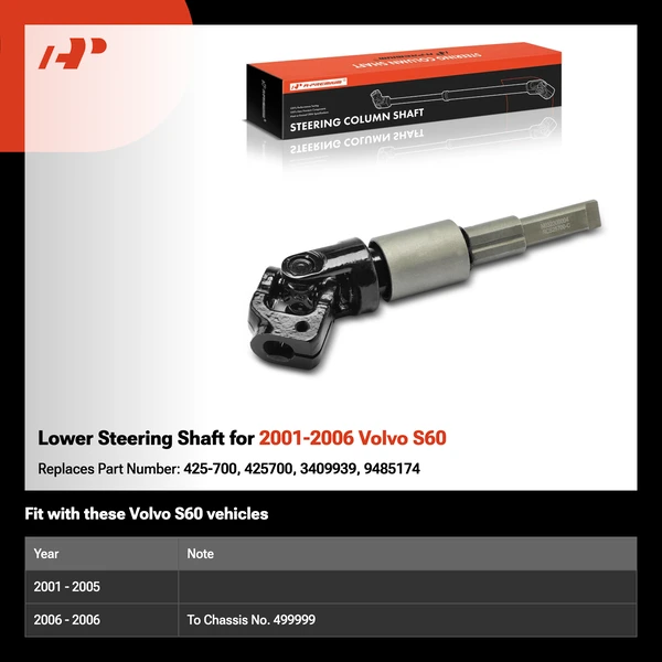 Lower Steering Shaft for 2001-2006 Volvo S60