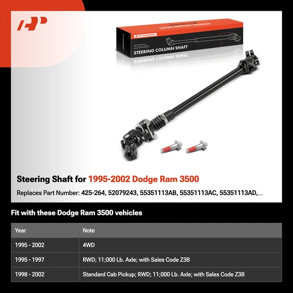 Steering Shaft for 1995-2002 Dodge Ram 3500
