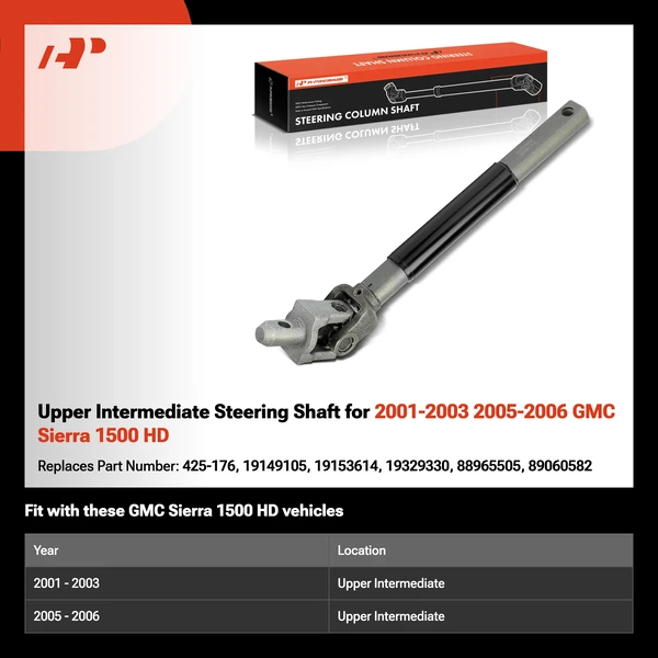 Upper Intermediate Steering Shaft for 2001-2003 2005-2006 GMC Sierra 1500 HD