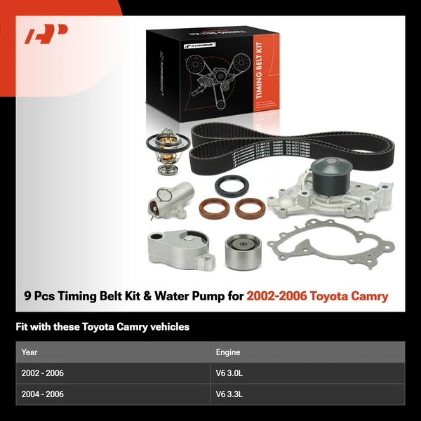 9 Pcs Timing Belt Kit & Water Pump for 2002-2006 Toyota Camry