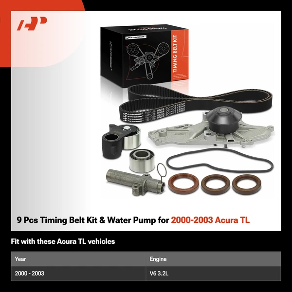 9 Pcs Timing Belt Kit & Water Pump for 2000-2003 Acura TL