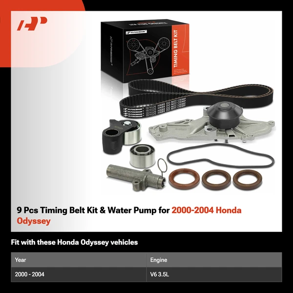 9 Pcs Timing Belt Kit & Water Pump for 2000-2004 Honda Odyssey