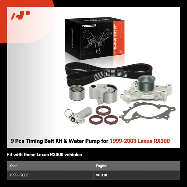 9 Pcs Timing Belt Kit & Water Pump for 1999-2003 Lexus RX300