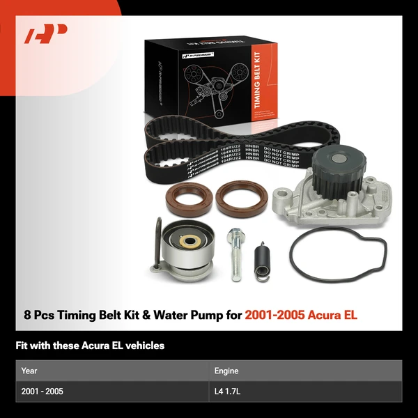8 Pcs Timing Belt Kit & Water Pump for 2001-2005 Acura EL