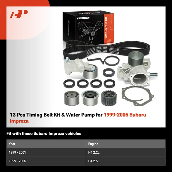 13 Pcs Timing Belt Kit & Water Pump for 1999-2005 Subaru Impreza