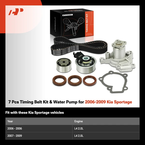 7 Pcs Timing Belt Kit & Water Pump for 2006-2009 Kia Sportage