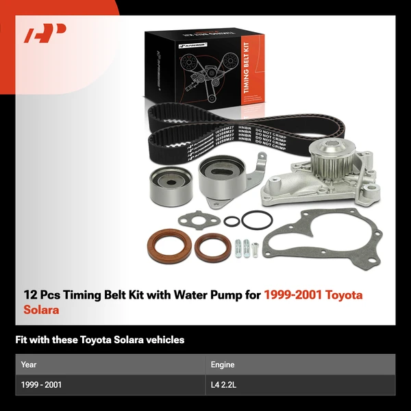12 Pcs Timing Belt Kit with Water Pump for 1999-2001 Toyota Solara