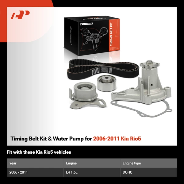 Timing Belt Kit & Water Pump for 2006-2011 Kia Rio5