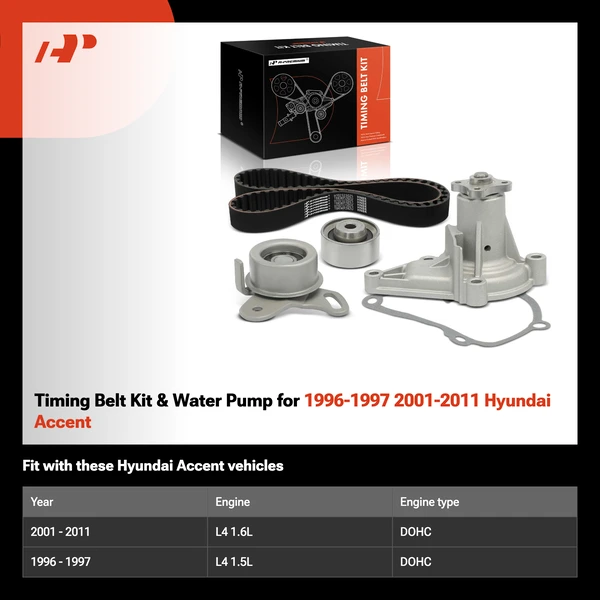 Timing Belt Kit & Water Pump for 1996-1997 2001-2011 Hyundai Accent