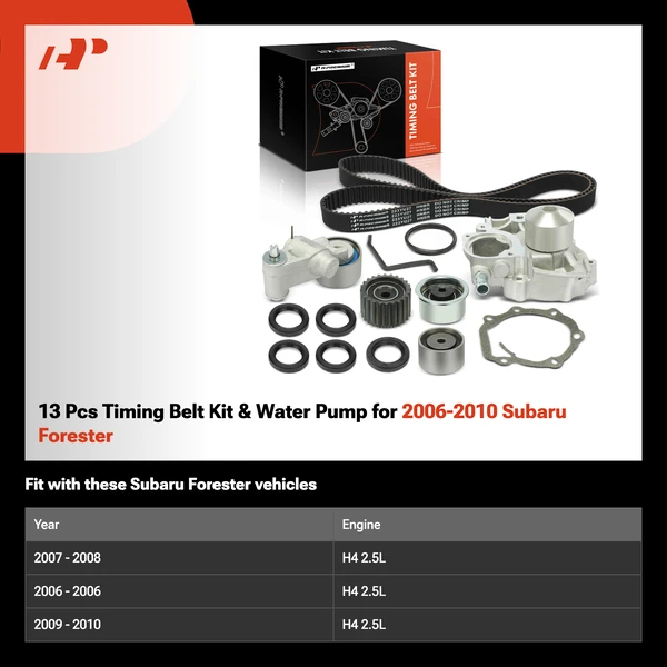 13 Pcs Timing Belt Kit & Water Pump for 2006-2010 Subaru Forester