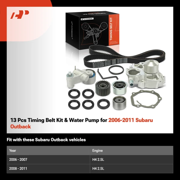 13 Pcs Timing Belt Kit & Water Pump for 2006-2011 Subaru Outback