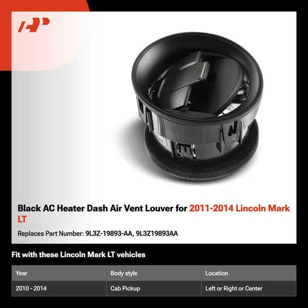 Black AC Heater Dash Air Vent Louver for 2011-2014 Lincoln Mark LT