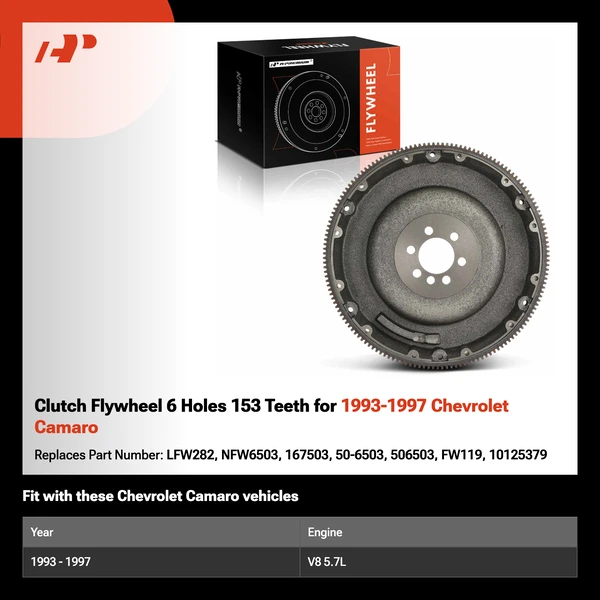Clutch Flywheel 6 Holes 153 Teeth for 1993-1997 Chevrolet Camaro