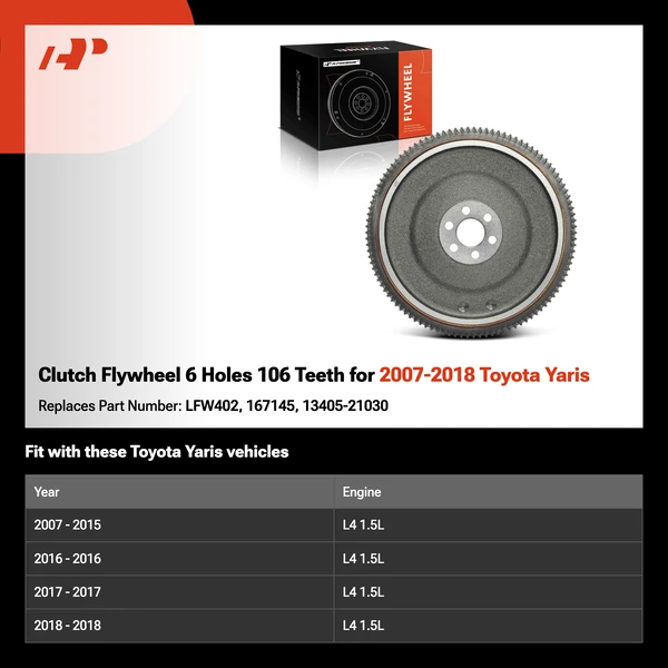 Clutch Flywheel 6 Holes 106 Teeth for 2007-2018 Toyota Yaris