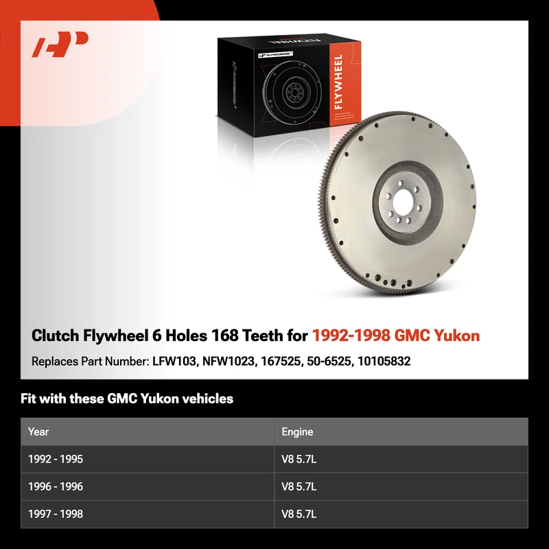 Clutch Flywheel 6 Holes 168 Teeth for 1992-1998 GMC Yukon
