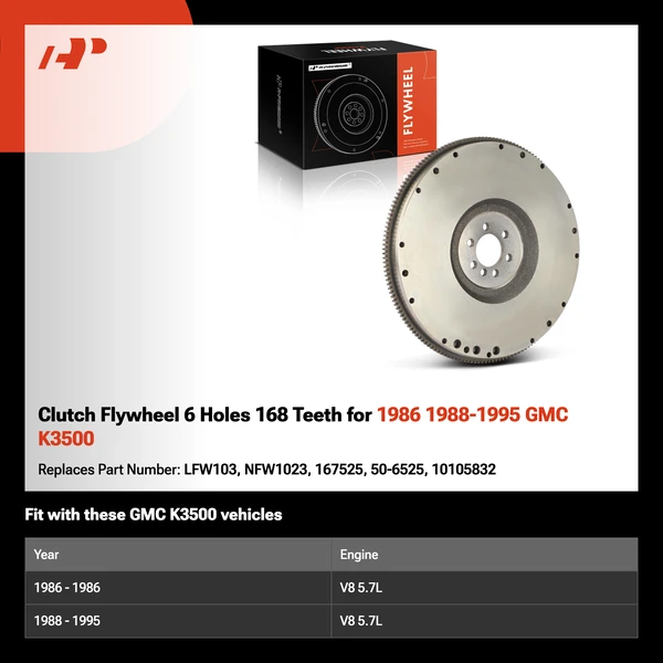 Clutch Flywheel 6 Holes 168 Teeth for 1986 1988-1995 GMC K3500