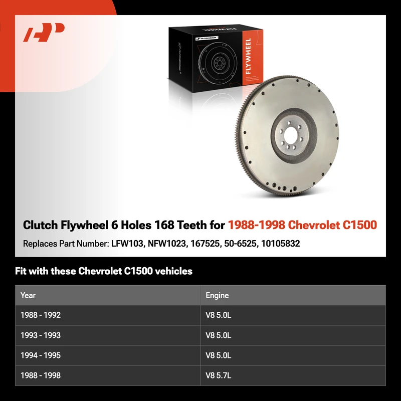 Clutch Flywheel 6 Holes 168 Teeth for 1988-1998 Chevrolet C1500