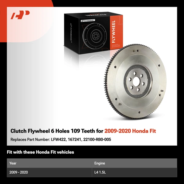 Clutch Flywheel 6 Holes 109 Teeth for 2009-2020 Honda Fit