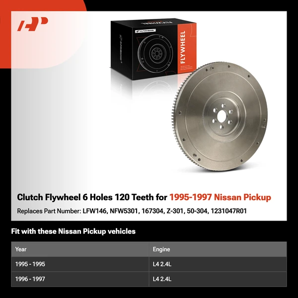 Clutch Flywheel 6 Holes 120 Teeth for 1995-1997 Nissan Pickup