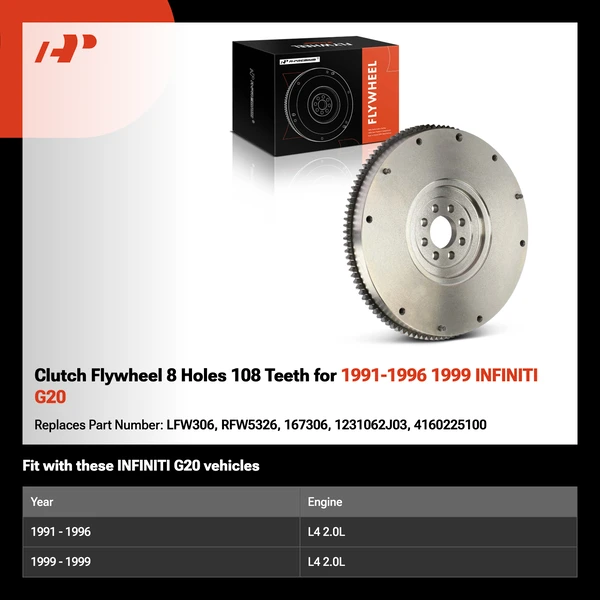 Clutch Flywheel 8 Holes 108 Teeth for 1991-1996 1999 INFINITI G20