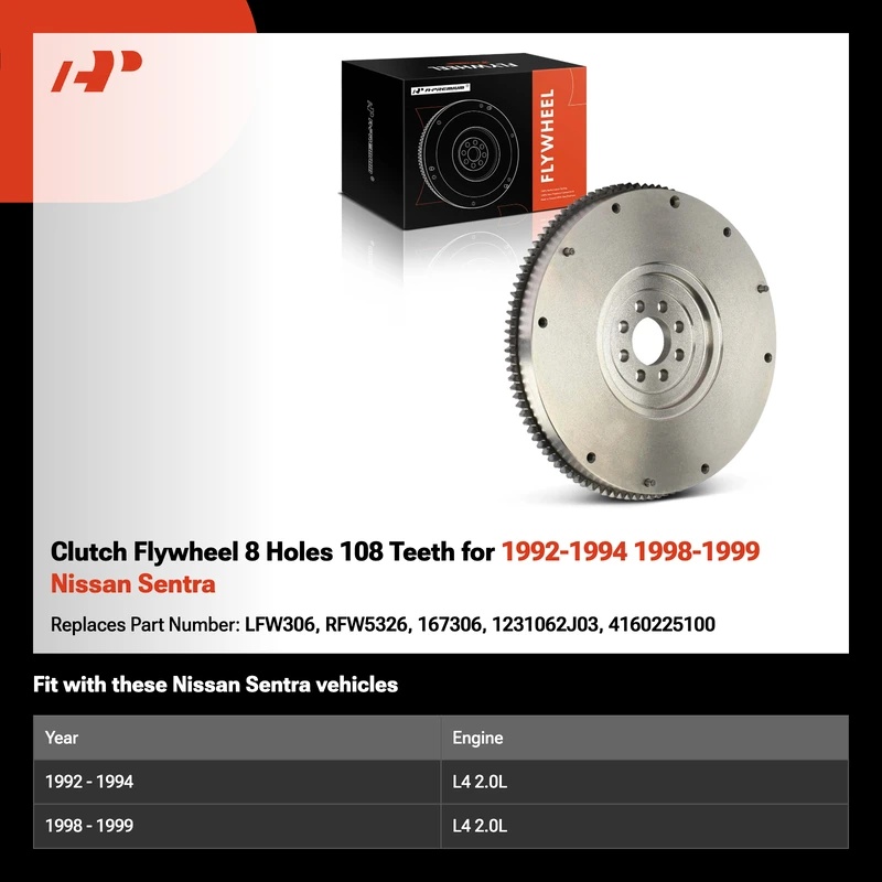 Clutch Flywheel 8 Holes 108 Teeth for 1992-1994 1998-1999 Nissan Sentra