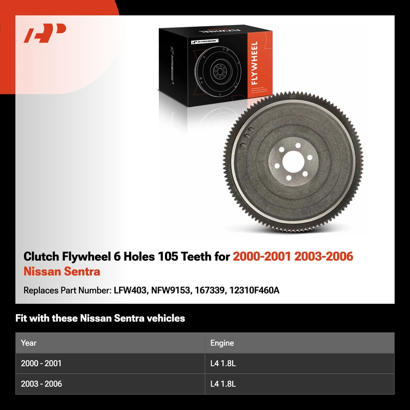 Clutch Flywheel 6 Holes 105 Teeth for 2000-2001 2003-2006 Nissan Sentra
