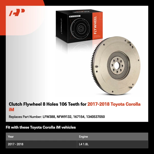 Clutch Flywheel 8 Holes 106 Teeth for 2017-2018 Toyota Corolla iM