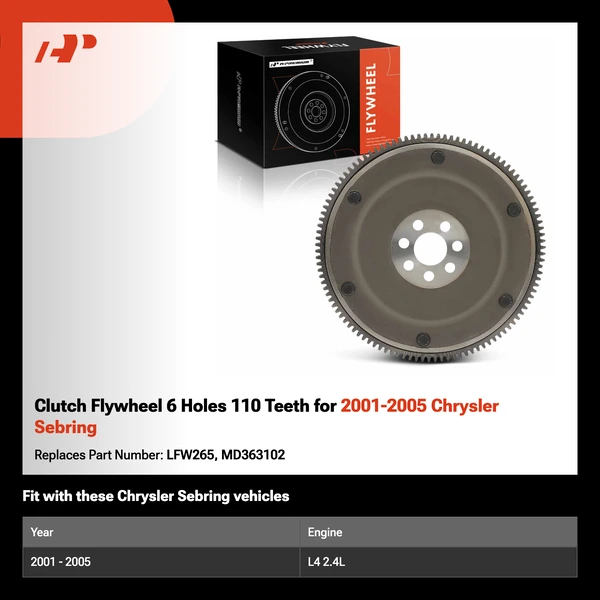 Clutch Flywheel 6 Holes 110 Teeth for 2001-2005 Chrysler Sebring