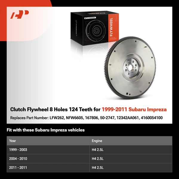 Clutch Flywheel 8 Holes 124 Teeth for 1999-2011 Subaru Impreza