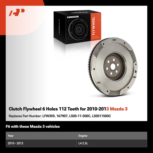 Clutch Flywheel 6 Holes 112 Teeth for 2010-2013 Mazda 3