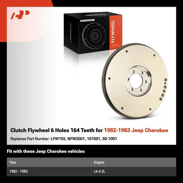 Clutch Flywheel 6 Holes 164 Teeth for 1982-1983 Jeep Cherokee