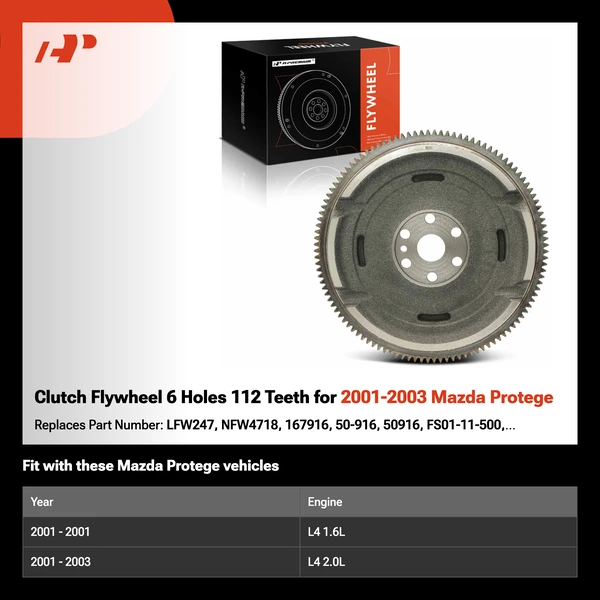 Clutch Flywheel 6 Holes 112 Teeth for 2001-2003 Mazda Protege