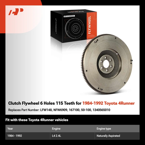 Clutch Flywheel 6 Holes 115 Teeth for 1984-1992 Toyota 4Runner