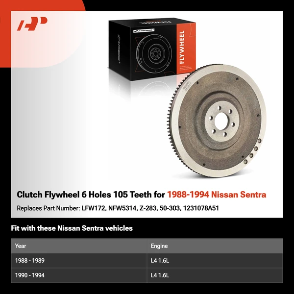 Clutch Flywheel 6 Holes 105 Teeth for 1988-1994 Nissan Sentra