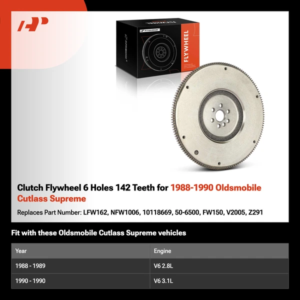 Clutch Flywheel 6 Holes 142 Teeth for 1988-1990 Oldsmobile Cutlass Supreme
