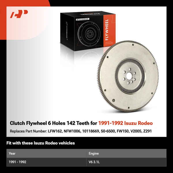 Clutch Flywheel 6 Holes 142 Teeth for 1991-1992 Isuzu Rodeo