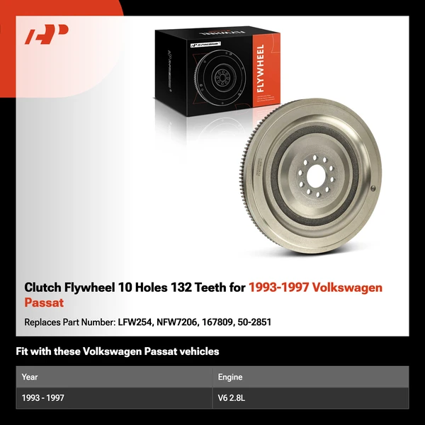 Clutch Flywheel 10 Holes 132 Teeth for 1993-1997 Volkswagen Passat