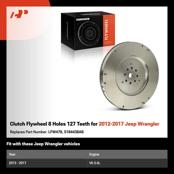 Clutch Flywheel 8 Holes 127 Teeth for 2012-2017 Jeep Wrangler