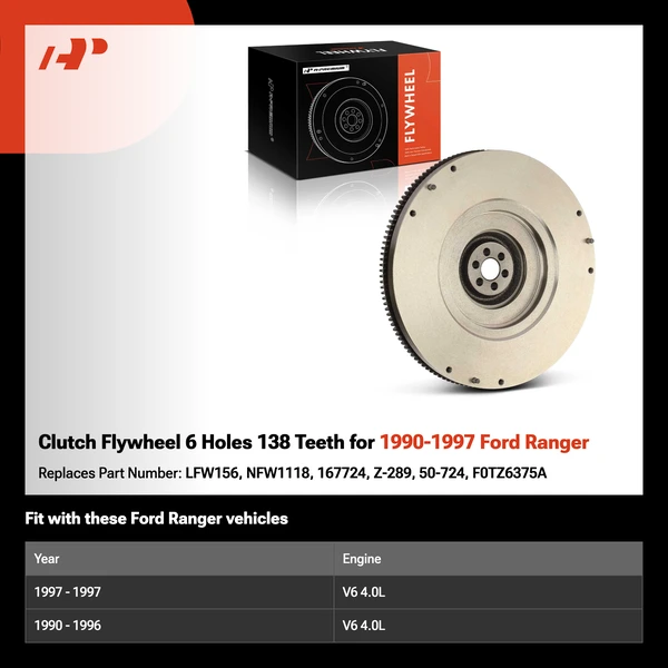 Clutch Flywheel 6 Holes 138 Teeth for 1990-1997 Ford Ranger