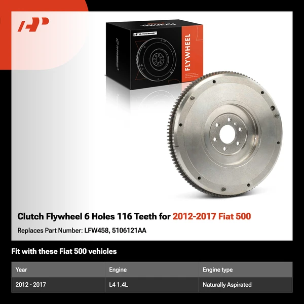 Clutch Flywheel 6 Holes 116 Teeth for 2012-2017 Fiat 500
