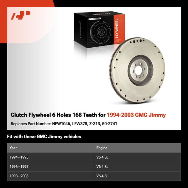 Clutch Flywheel 6 Holes 168 Teeth for 1994-2003 GMC Jimmy